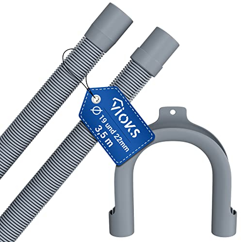 VIOKS Abwasserschlauch 3,5m für Waschmaschine Schlauch mit Haltebogen für Geschirrspüler Abflussschlauch Ø 19 / 22mm für Spülmaschine Ablauf Waschmaschinenschlauch Waschmaschinenzubehör