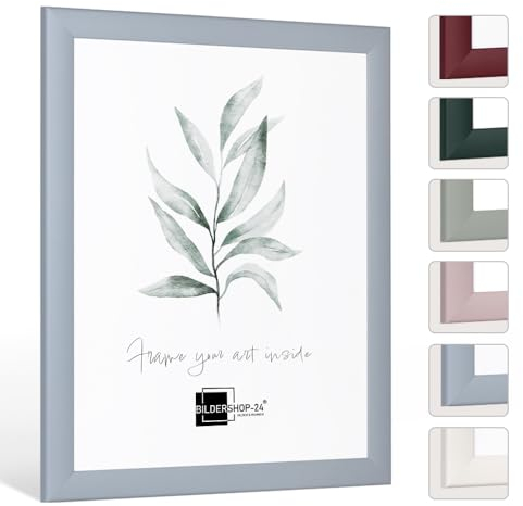 Bildershop-24 Bilderrahmen modern stabil Dalia Wellenblau Pastell Blau 60 X 90 cm Rahmen für Bilder Urkunden Poster Farbe & Größe wählbar