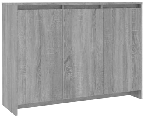 vidaXL Sideboard mit 3 Türen Kommode Anrichte Schrank Beistellschrank Mehrzweckschrank Standschrank Sonoma-Eiche Grau 102x33x75cm Holzwerkstoff