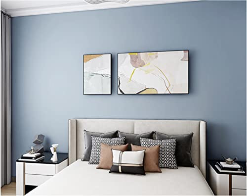 Gris Bleu Papier Peint intissé 9,5 m x 0,53 m Couleur Unie Modernes Minimaliste Papier Peint 3D Plaine Papier peint non-tissé pour Chambre Salon TV Fond