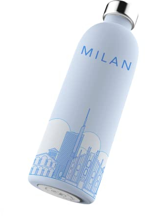 hubwater Smart Bottle Milan, abbina la bottiglia all'app bevi gratuitamente acqua depurata nei punti refill, bottiglia in acciaio inossidabile non termica, capacità 500 ML.