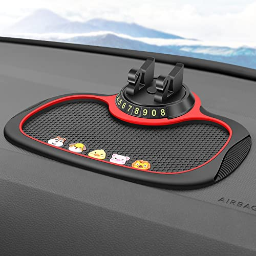 Tappetino Antiscivolo Auto, Tappetino per Cruscotto Auto con Porta Cellulare Rotante a 360 Gradi, Tappetino Cruscotto Auto Multifunzionale, per Posizionare Ornamenti e Oggetti Quotidiani