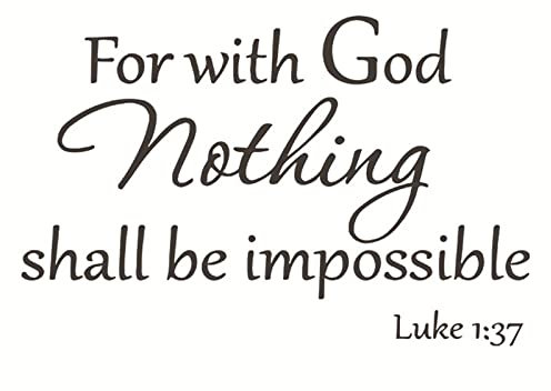 Bibelvers Wandaufkleber zum Abziehen und Aufkleben, für mit Gott Nothing Shall be Impossible Luke 1:37 Wandkunst Spruch Aufkleber, inspirierende spirituelle religiöse Wanddekoration für Kirche Zuhause