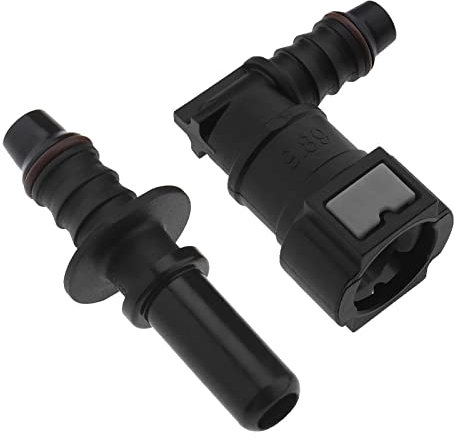 Be In Your Mind 2Pcs Fuel Pipe Connector Elbow Female Fuel Line Connector Car Fuel Line Hose Pipe Coupler Adapter Accessories 55.5mmx23.5mm Black