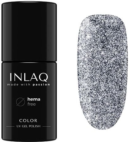 INLAQ® HEMA Free UV Nagellack Glitzer Shiny Signs Sammlung - Gel Nägel Glitzernd frei von Hema - Glitter Gellack UV Lack in Aries Farben - 6ml