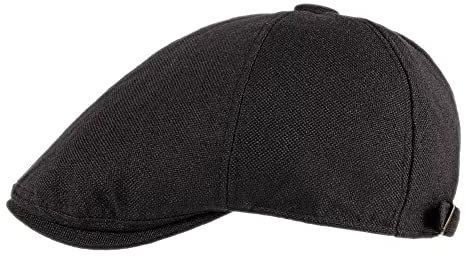 Schirmmützen Herren Rein Hanf Flatcap Sommer Atmungsaktiv Verstellbare Damen Maler Baskenmütze Hut (Schwarz)