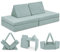 Linodino® Spielsofa | Kindersofa aus Schaumstoff Bausteine - Spielsofa für Kinder & Kuschelecke im Kinderzimmer [OHNE Harte Teile] 10 Farben zur Wahl | Eisblau