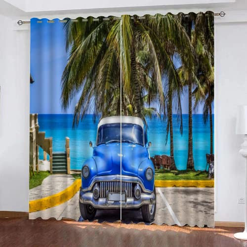 DICOIN Vorhang Blickdicht 2Er Set Kinderzimmer,3D Gardinen Blickdicht Motiv Auto Mit Ösen Kurz 140X120Cm(Hxb)/140X60Cm*2 Polyester Gardinen Blickdicht Für Kinderzimmer Mädchen Jungen,G18