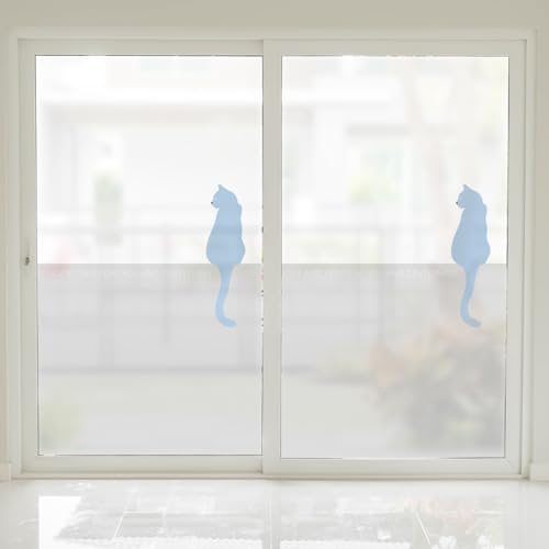 Fensterfolie Graue Blaue Katze Fensterfolie Blickdicht Sichtschutzfolie Fenster Static Milchglasfolie Folie Fenster Sichtschutz Home Office Fensterfolie Selbsthaftend 4P/60x116cm
