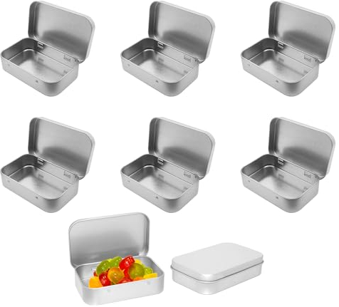 Bansusu 6 Pcs Small Tins With Lids One-piece Storage Iron Box Rectangular Tinplate Box Metal Tin Storage Container Household Storage Small Object Small Tin Box Used To Store Candy Key Earrings