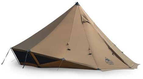OneTigris GASTROPOD 2-6 Person Hot Tent With Stove Jack, Enhanced 3D Ventilation System, 3000mm waterproof rating, Includes Tent Poles, Stove Jack for Burning Stoves