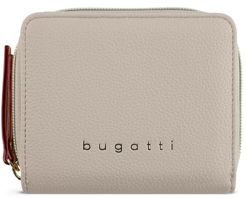 Bugatti Ella kleines Portemonnaie für Damen, Frauen-Geldbeutel aus Kunstleder, Damen-Geldbörse in beige
