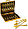 Emily Essentials 24-Piece Gold Cutlery Set | Elegant Plated Stainless Steel for 6 People, Includes Forks, Knives, Spoons, Ideal for Entertaining