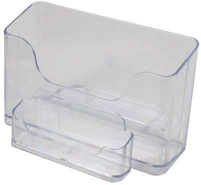 ogoPLUS DIN A6 Prospekthalter (Querformat) mit Visitenkartenständer (Quer), Prospektständer, Flyer-Ständer, Visitenkartenhalter Aufsteller, Aufsteller Tisch-Prospektständer, Prospektbox