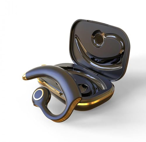 ESSONIO Freisprechanlage Bluetooth Ohr Headset Freisprecheinrichtung Für Auto Knochenschall Kopfhörer Mit Mikrofon Ergonomisches wasserdichte Business büro FahrtenVideos und Spiele-Apps (Gold)