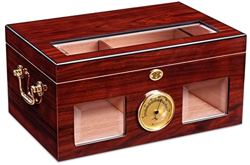 Zigarrenkisten, Humidore, Zigarren-Humidor-Schrank, Zigarrenbox, Transparentes Oberlicht, Großes Fassungsvermögen, Zedernholz-Zigarren-Humidor Mit Luftbefeuchter, Hygrometer, Authentische Spanische Ze