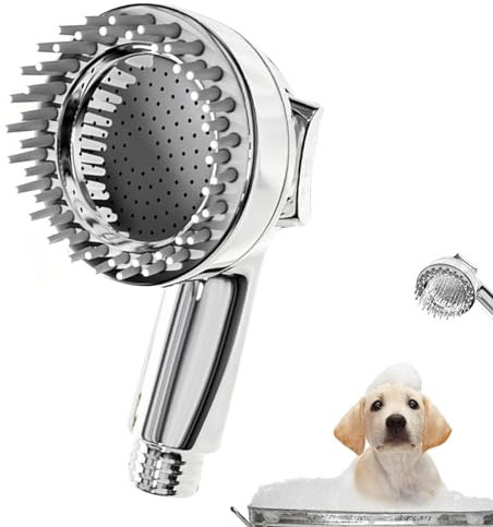 Dog Shower Head - 2 In 1 Dog Bathing Supplies - Dog Wash Hose Attachment, Shower Hose Attachment, Soft Silicone Comb Teeth, Ergonomic Grip For Indoor & Outdoor