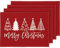 YCOLL Platzset Weihnachten 4er Set Weihnachtsdeko Tisch Tischsets Platzsets Abwaschbar Platzdeckchen Rot Weihnachtsuntersetzer für Drinnen und Draußen Esszimmer Party Dekoration 30x45cm
