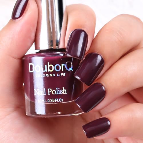 DouborQ Mud Red Color Nail Polish Finger Air Dry Long-lasting Nail Art Varnish (15)