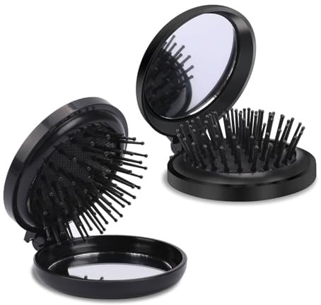 Faltbare Haarbürsten Mit Spiegel, 2 Stück Mini Runde Faltbare Haar Bürste Reisebürste Kleine Haarbürste Damen Tragbare Haar Bürste Haarmassagekamm Klappbürste Wet Haarbürste Brush Für Frauen Mädchen