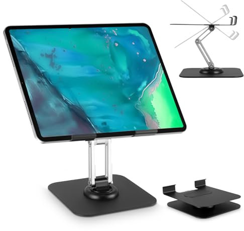 IPad Stand Tablet Stand, 360° Rotating Adjustable Foldable Desktop Tablet Holder, Portable Monitor Stand Office Desk Accessories Compatible with iPad/iPad Pro/Air, iPhone Galaxy Switch Phones