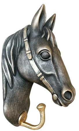 Pewery Dekorativer Wandhaken in Pferdeform, Vintage-Stil, zum Aufhängen von Kleidung, Mänteln, Handtüchern, Schlüsseln und Hüten, Kunstharz, Antik-Skulptur mit Haken für Wanddekoration