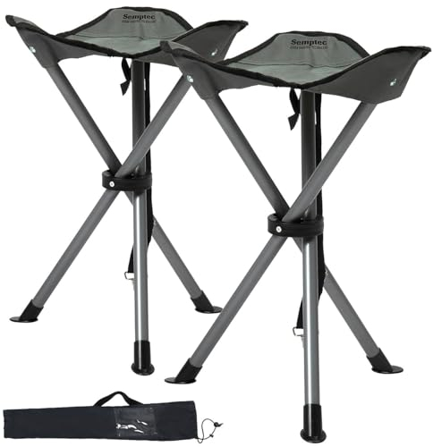Semptec Urban Survival Technology Sitzhocker: 2er-Set Dreibein-Camping-Hocker, 43 cm Sitzhöhe, mit Tragetasche (Mini-Hocker, Mini-Klapphocker, Tasche)