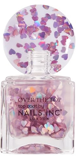 Nails Inc - ROMANCING IN REGENTS PARK Heart Confetti Topper Nagellack - Glitzernder, rosa Herz-Konfetti Top Coat - Für Auffällige Nail Art - Tierversuchsfrei & Einfach Anzuwenden - Perfekte Maniküre