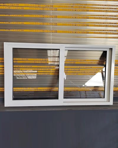 Schiebefenster Schiebefenster für Den Haushalt mit Mattiertem Hartglas, Metallgittern und Riegel, Bündig Montiertes Oberlichtfenster mit Aluminiumrahmen, für Schuppen und Keller(White,WxH 36x12in/90x3