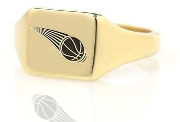 Benutzerdefinierte Basketball Siegelring - Sport-Schmuck - Graviert Basketball Ring - Quadratische Form Ring - Unisex-Ring