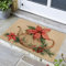 Zerbino a forma di teiera, con stella di Natale rossa, per decorazioni invernali e natalizie, antiscivolo, impermeabile, antipolvere, facile da pulire, 73 x 43 cm