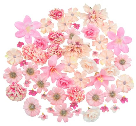 Avagiaforu Fiori Finti Artificiali Teste, 48 Pezzi Teste di Fiori Artificiali Decorazioni, Mini Fiori Finti Seta, Fiori Di Stoffa per Decorazioni da Giardino, Feste e Matrimoni (A)