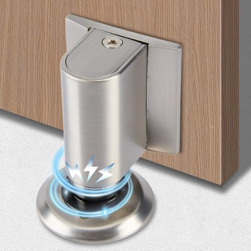 2025 New Magnetic Door Stop Door Stopper, Door Wedge Mechanical Silent Floor Door Stops Indoors, Adjustable No Drilling Mechanical Floor Doorstop Magnetic Door Catchfor Home Office, Patio (Silvery)