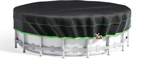 16 Ft Round Pool Cover, Solar Cover for Above Ground Pools, Heavy Duty Swimming Pool Cover Protector with Winch and Cable, Strong Tear Resistant Winter Pool Cover Ideal for Waterproof and Dustproof