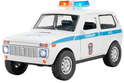 Mini Auto Spielzeug 1:20 Für Lada NIVA Polizei Legierung Modell Auto Spielzeug Druckguss Metall Casting Sound Und Licht Spiel Spielzeug Wohnkultur