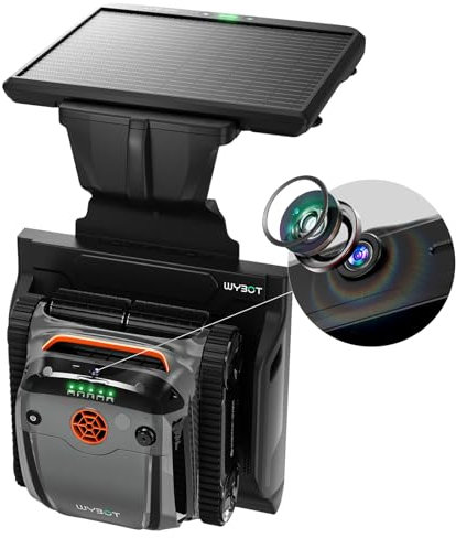 WYBOT S2 Solar Vision Robot Piscine sans Fil, caméra IA, Chargement Solaire, Retour et Charge automatiques, Nettoyage planifié amélioré, Nettoyage Partiel De Précision (Gris/Orange)