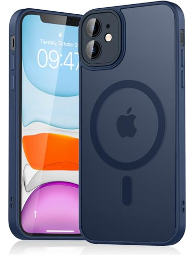 Yisica Magnetic Case for iPhone 11 Case, [Compatible with MagSafe] Drop Protection Skin-Friendly Shockproof Protective Matte Case Cover for iPhone 11 Navy Blue