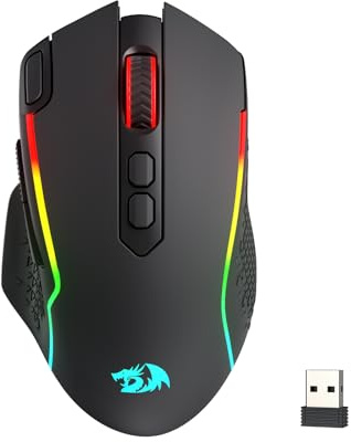 Redragon M810 MAX 3-Mode Wireless Gaming Mouse, Upgraded 12000 DPI Wired/Wireless RGB Mouse w/Rapid Fire Key, 8 Macro Buttons, 188-Hour Reliable Power Capacity for PC/Mac/Laptop