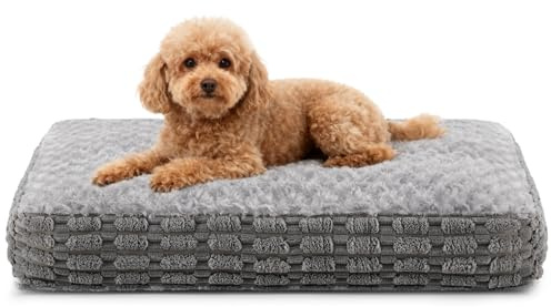 Heymamba Kleine Hundematte - Orthopädische Funktion Waschbar Hundebett, Beruhigende Hundematratze mit Rutschfester Unterseite, Warmes Kissen für Haustiere, Grau, 60x45x12cm
