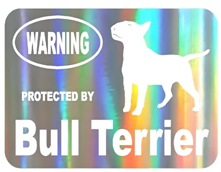 TIZIKJ Holografischer Bullterrier Autoaufkleber, Reflektierend, Wasserfest, Bullterrier Hund Warnung Aufkleber, PVC-Material, für Auto, Laptop, Kühlschrank ((15cm/5.91inch))