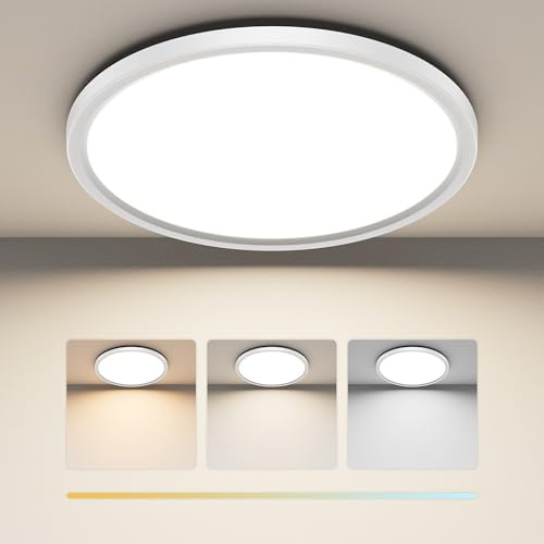 ROTTOGOON Deckenlampe 24W 2200lm LED Deckenleuchte Ultra Dünn Rund Flach Modern Schlicht Deckenleuchte 3000K/4000K/6500K für Badezimmer Schlafzimmer Wohnzimmer Küche 29cm