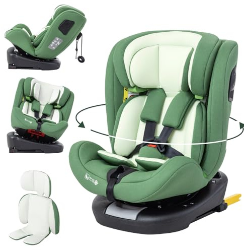 Zkipm Seggiolino auto 0 A 12 Annim, 360° Girevole Seggiolino, ISOFIX + LATCH,Fodera rimovibile e lavabile/Cinture di Sicurezza a 5 Punti/Regolazione Altezza Poggiatesta a 12 Posizioni (0-36 kg)