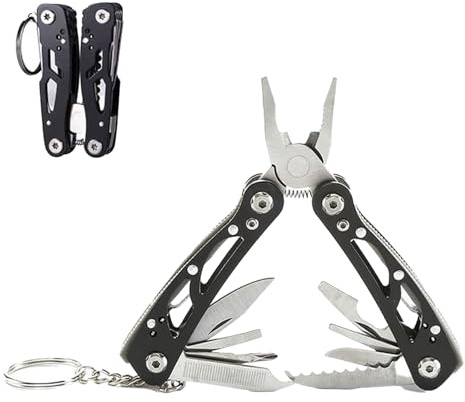 ZYEKIU Multitool 12 in 1 Gadget Couteau Multifonction Pince Multifonctions | Mini Pince Multifonctions Avec Sac Pince multifonction pour Camping Extérieur Randonnée Survie Vélo Réparation Noir