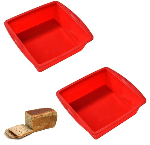 2 PCS Square Silicone Cake Moulds for Baking, Square Baking Tin Cake Pan | Non-Stick, for Cheesecake Bread Chocolate Pie, Durable Food-Grade Silicon Bakeware
