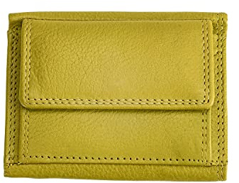 Josephine Osthoff Geldbörse Damen Portemonnaie klein KleinGeldbörse Herren Slim Münzbörse Geldbeutel mit Münzfach echt Leder RFID-Schutz (940), Farbe:Limone