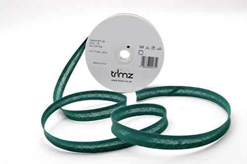 Trimz 14/4/4 mm Cotton Bias Binding Tape, Bottle Green 74t – Double‑Fold Sewing Tape for Quilting, Dressmaking & DIY Crafts