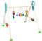 Hess Holzspielzeug 13376 - Spielgerät aus Holz, Serie Eule, für Babys, handgefertigter Spielbogen mit farbenfrohen Figuren und Rasseln, ca. 62 x 57 x 55 cm