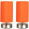MiniSun | Modern Chrome Touch Table Lamps with Orange Light Shades | Table Lamps, Home Décor & Improvement Essential | Set of 2