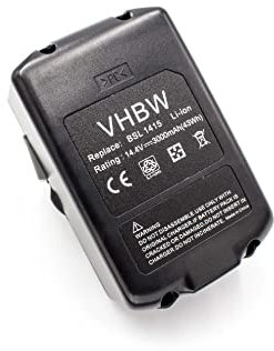 vhbw Batería Recargable Compatible con Hitachi/HiKOKI UR18DSL, WH 14DBAL, WH 14DBAL2 Herramientas eléctricas (3000 mAh Li-Ion 14,4 V)