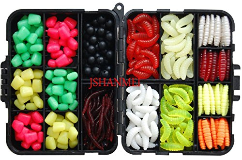 220PCS/Box Carp Fishing Tackle Box Artificial Plastic Fake Baits Sweetcorn/Beads/Worm Lures Imitation Baits Carp Fishing Gear Kit